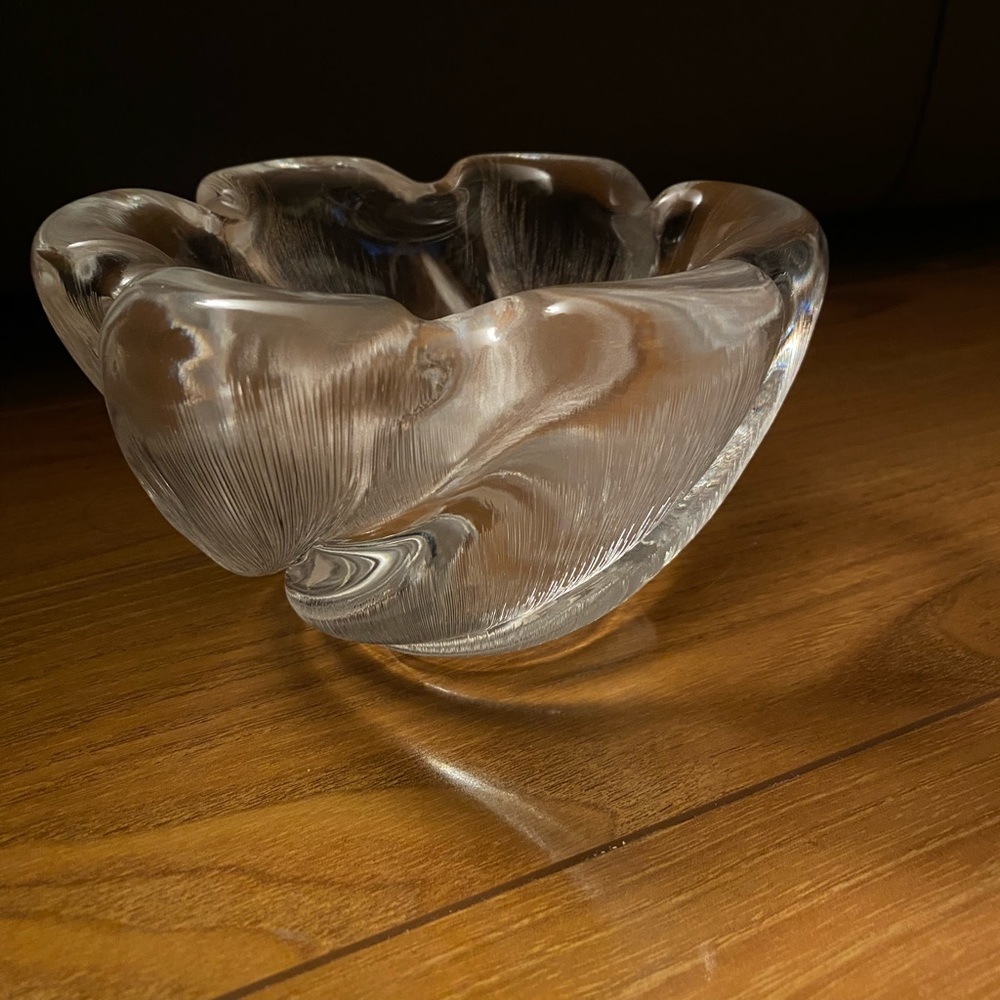 Orrefors vintage feather cut swirl crystal bowl